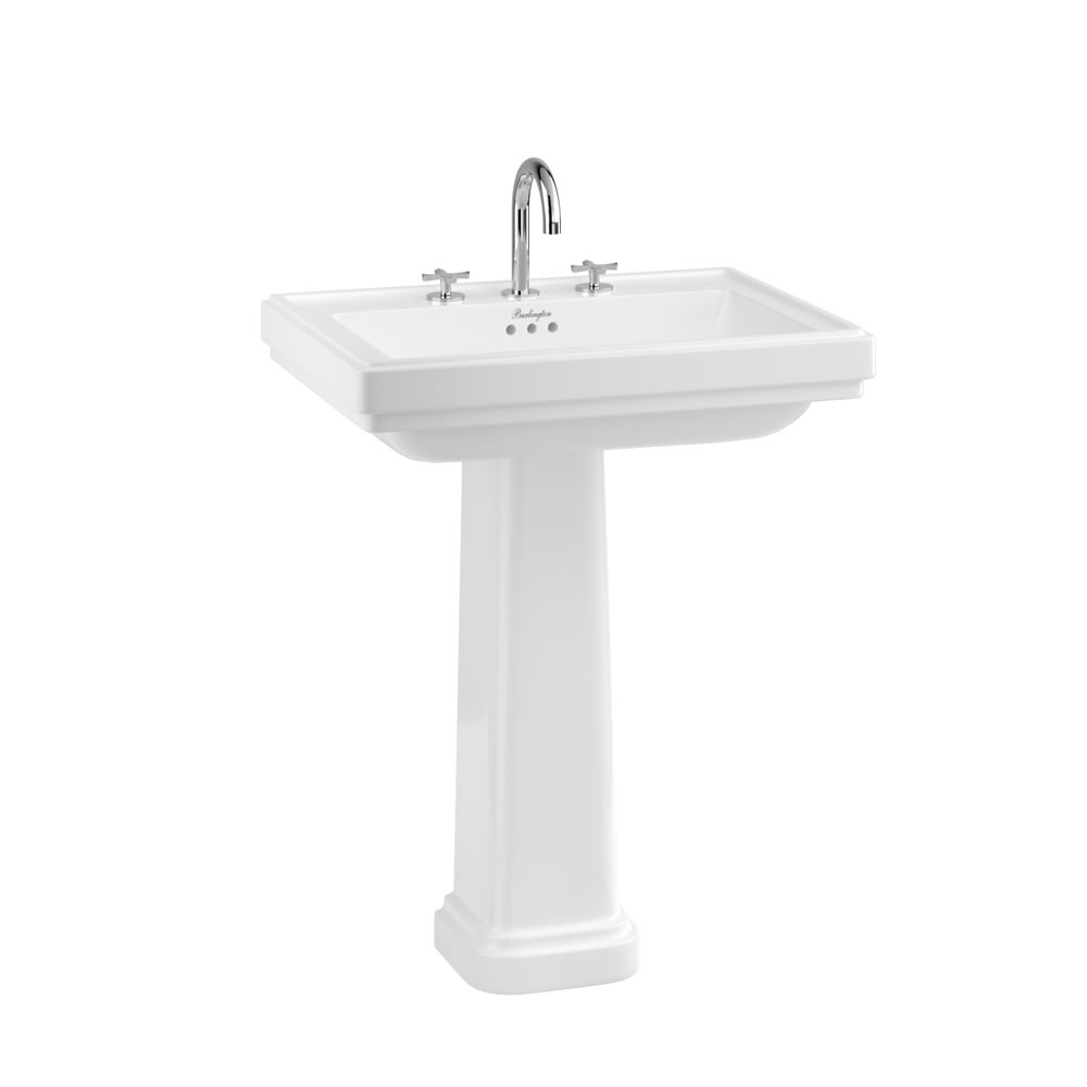 Riviera 65cm Square Basin 3TH & full pedestal